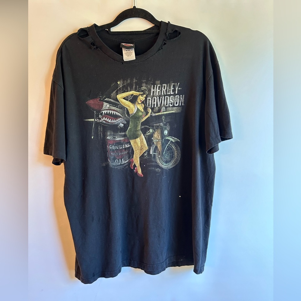 HARLEY-DAVIDSON MOTORCYCLE 100% COTTON BLACK GRAPHIC T-SHIRT MENS SIZE XL